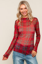 Load image into Gallery viewer, Plaid Mesh Sheer Top