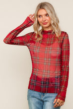 Load image into Gallery viewer, Plaid Mesh Sheer Top