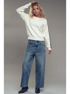 Contrast Stripe Ribbed Sweater