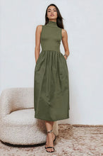 Load image into Gallery viewer, Sleeveless Mock Neck Midi Dress
