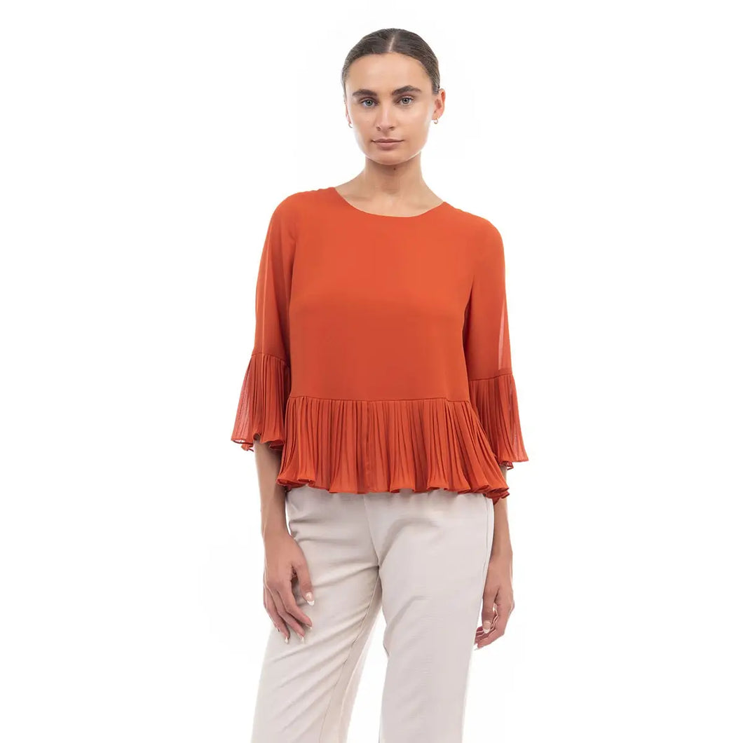 3/4 Sleeves Pleated Blouse