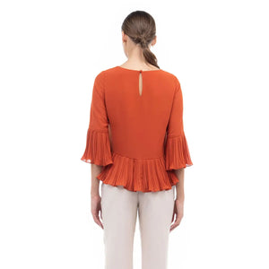 3/4 Sleeves Pleated Blouse