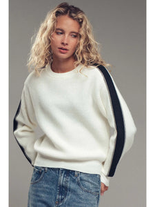 Contrast Stripe Ribbed Sweater