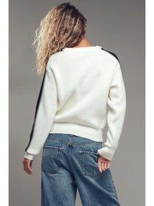 Contrast Stripe Ribbed Sweater