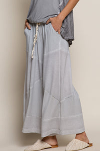 CONTRAST RIBBED KNIT CULOTTES PANTS