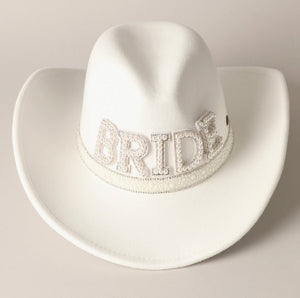 BRIDE PEARL COWBOY HAT