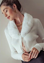 Load image into Gallery viewer, FAUX FUR SHAWL COLLAR CARDIGAN
