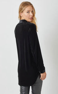 RAGLAN SLEEVE VELOUR BUTTON DOWN