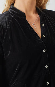 RAGLAN SLEEVE VELOUR BUTTON DOWN