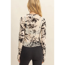Load image into Gallery viewer, Floral Flocked Mesh Long Sleeve
