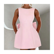 Load image into Gallery viewer, Pink Bow + Pearl Bodycon Mini Dress
