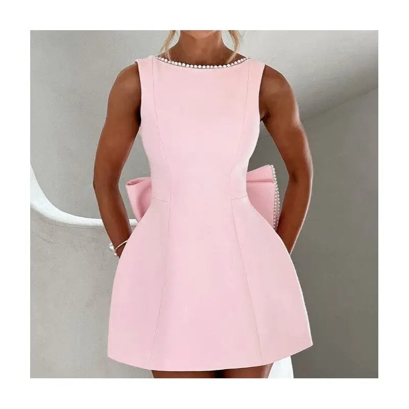 Pink Bow + Pearl Bodycon Mini Dress