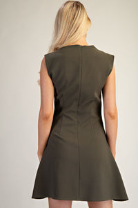 Gathered Boat Neck Mini Dress