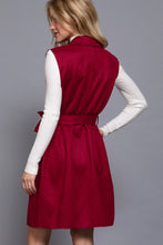 Load image into Gallery viewer, Belted and Collared long Faux Suede Vest
