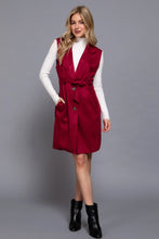 Load image into Gallery viewer, Belted and Collared long Faux Suede Vest
