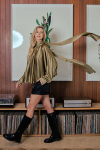 Draped Collar Blouse