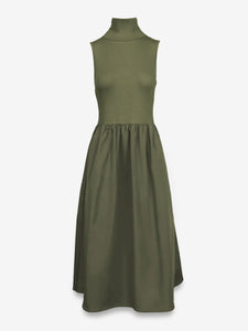 Sleeveless Mock Neck Midi Dress
