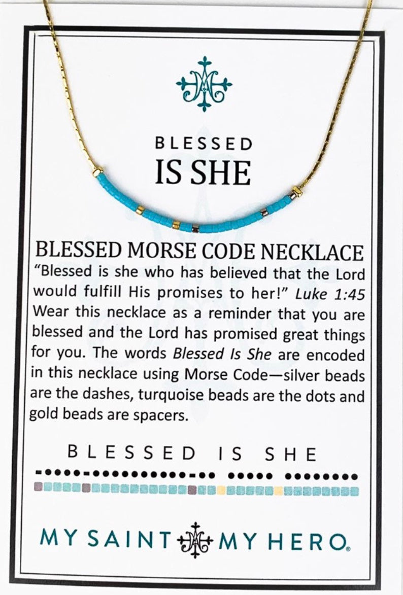 BLESSED IS SHE  MORSE CODE NECKLACE