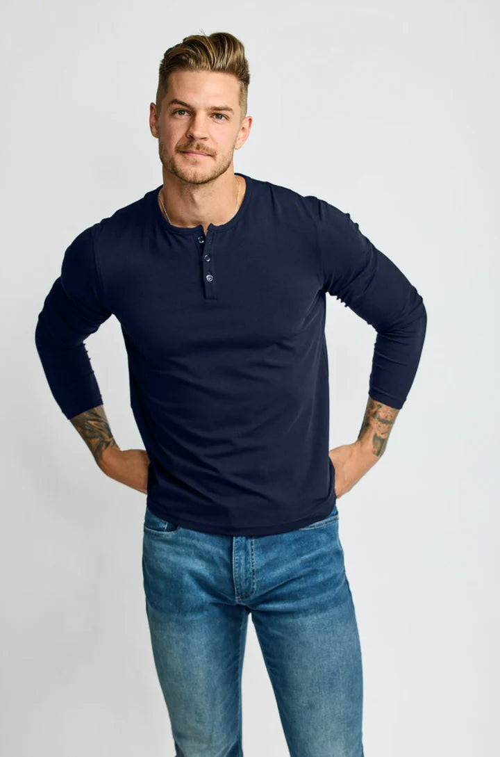 LONG SLEEVE HENLEY T-SHIRT