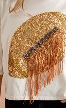 Load image into Gallery viewer, SEQUIN AND FRINGE FOOTBALL TEE

